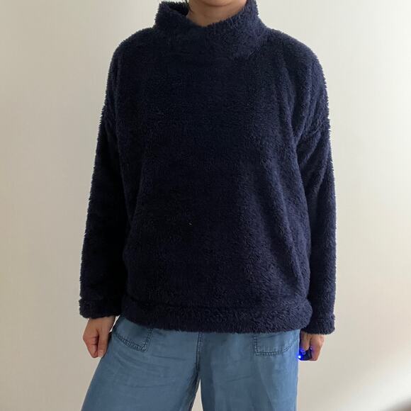 Jane & Bleecker Navy Blue Plush Cozy Mock Neck Pullover Sweater Size M - Picture 7 of 13
